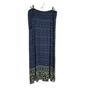 J Jill Skirt Women's Size Small Blue Floral Maxi Pockets